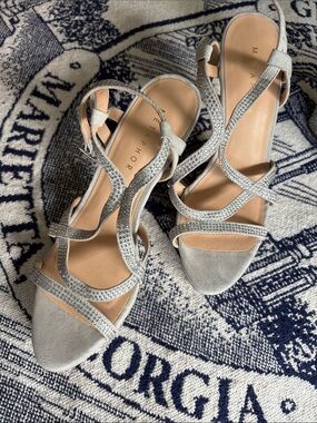 Metaphor Silver Rhinestone Strappy Dress Heels
